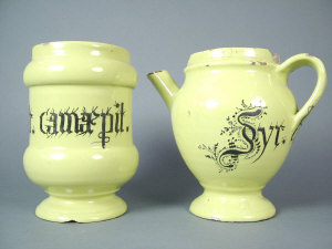 Appraisal: Two Italian majolica wet and dry drug jars both with