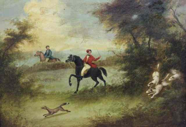 Appraisal: th C English School Fox Hunting Scene From a storage