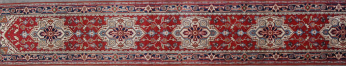 Appraisal: HAND KNOTTED ORIENTAL HALL OR STAIRS RUNNER Indo-Persian repeating medallion