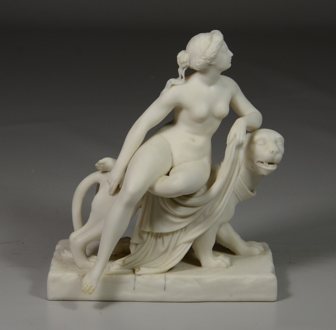 Appraisal: Continental Parian Porcelain Sculpture of Ariadne and the Panther h