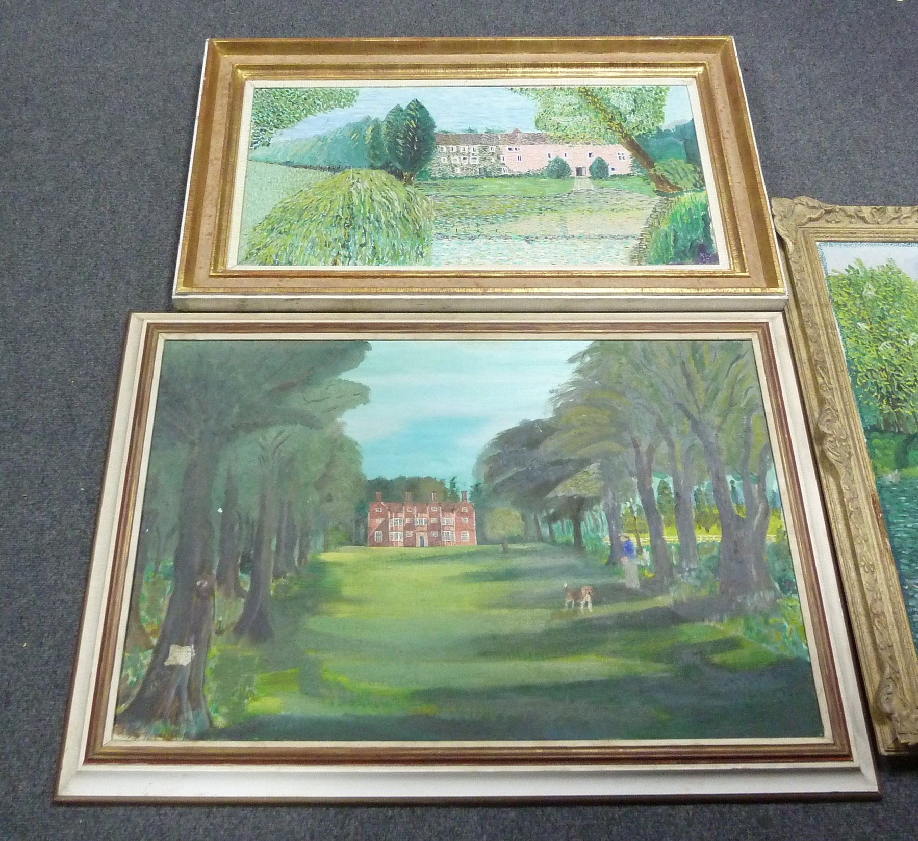 Appraisal: Kenneth Wagg Country Houses three paintings oil on canvas cm