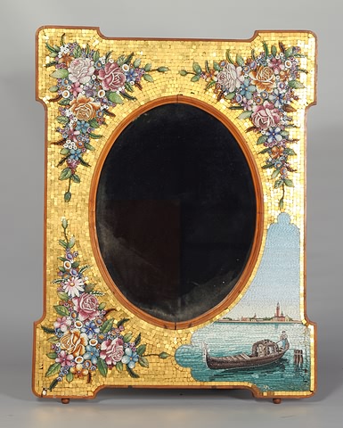 Appraisal: Venetian scene with gondolier at lower right lush multicolored floral