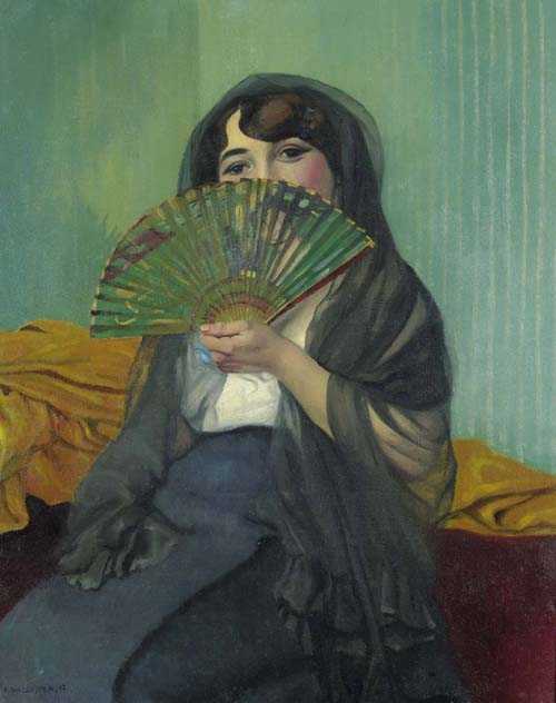 Appraisal: VALLOTTON FELIX Lausanne - Paris Femme l' ventail Oil on