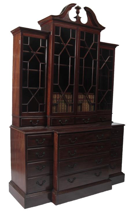 Appraisal: A th century mahogany breakfront library bookcase in the George