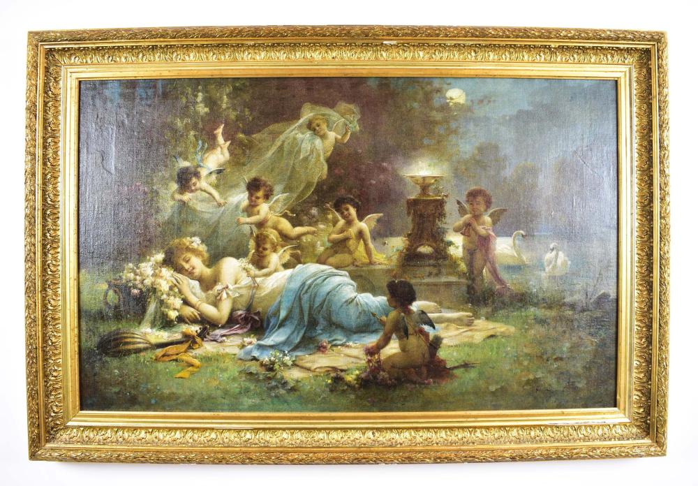 Appraisal: MANNER OF CHARLES-JOSEPH NATOIRE FRENCH - Amorous Dreams oil on