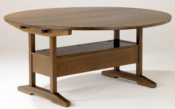 Appraisal: L AND J G STICKLEY Tilt-top table bench with lift