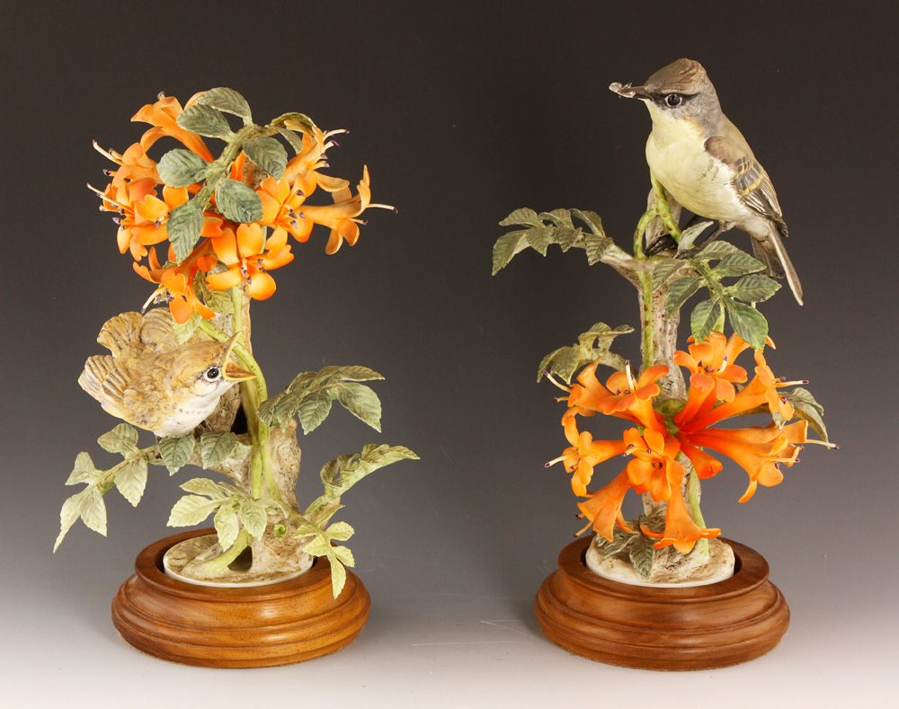 Appraisal: - Pair of Royal Worcester Phoebe Sayornis Phoebe Pair of