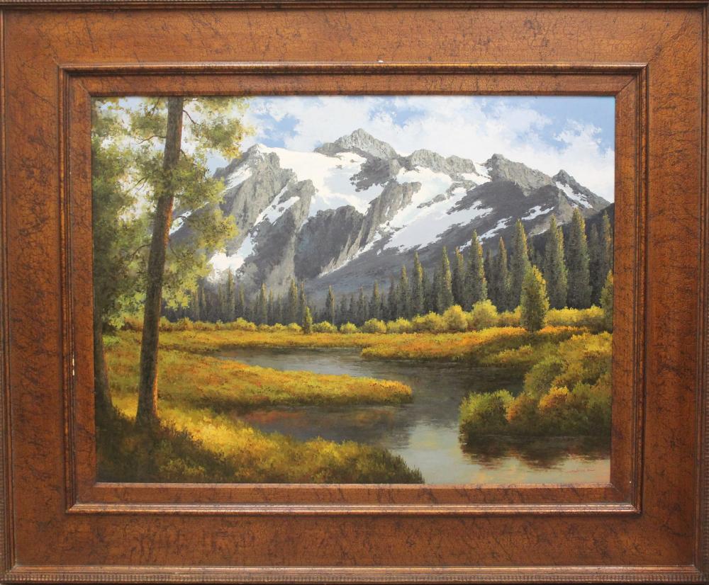 Appraisal: JOHN K LARGE OIL ON CANVAS alpine landscape signed lower