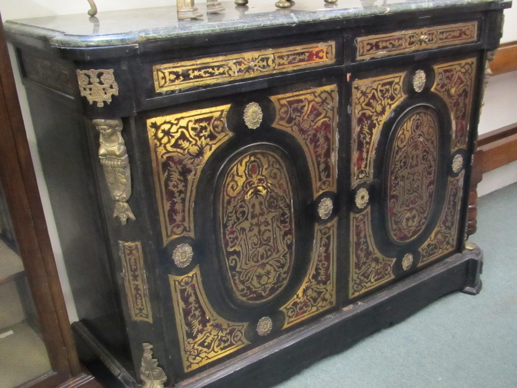 Appraisal: Painted boulle style cabinet with marble top