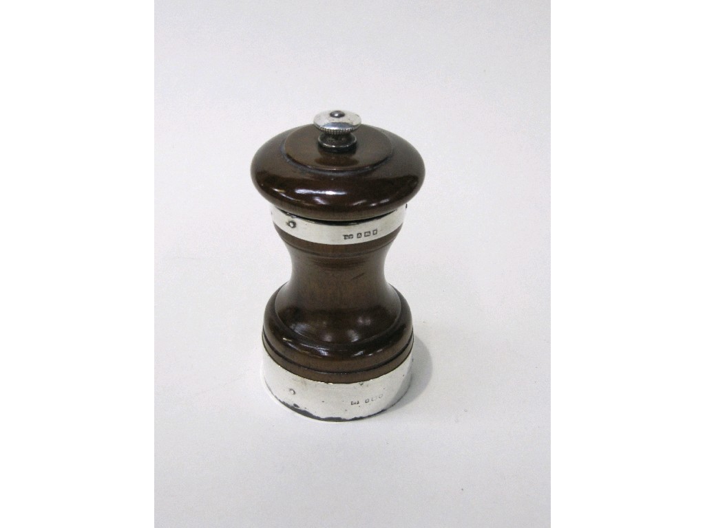 Appraisal: Silver mounted pepper mill London