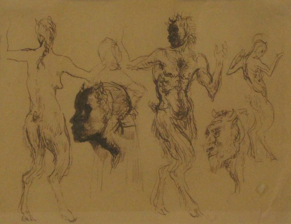 Appraisal: AUGUSTUS JOHN ENGLISH - Pen and Ink Satyrs From the