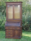 Appraisal: SECRETARY - Circa - two part walnut bookcase top cylinder