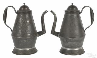 Appraisal: Pair of Bucks County Pennsylvania tin wrigglework coffee pots ca