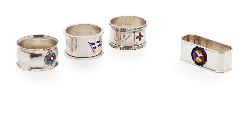 Appraisal: A group of six silver and enamel napkin rings Walker