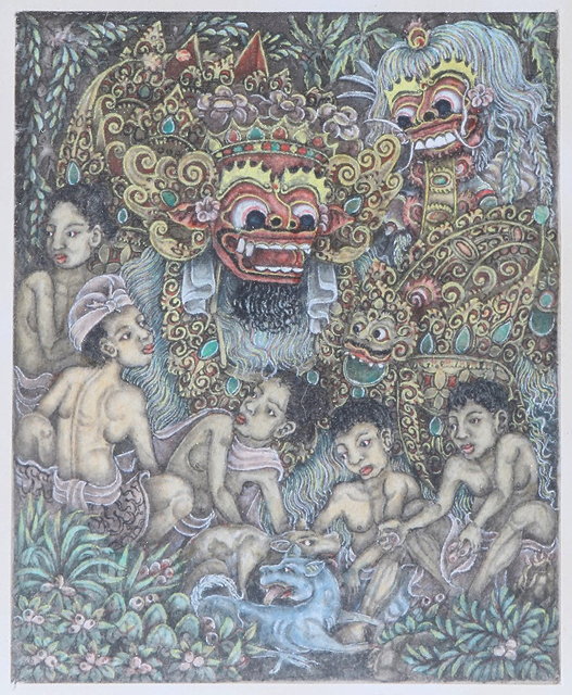 Appraisal: A BALINESE KELIKI SCHOOL MINIATURE PAINTING possible figures and dragons