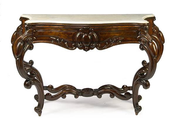 Appraisal: An American Rococo revival walnut console height in width in