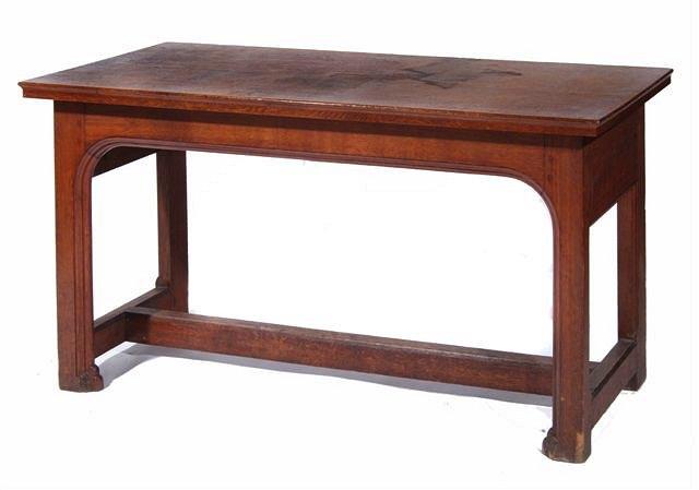 Appraisal: A PUGIN STYLE OAK HALL TABLE across x deep