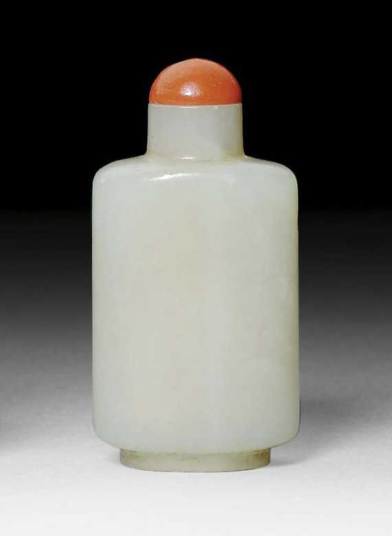 Appraisal: SNUFF BOTTLE China H cm Milky celadon coloured jade with