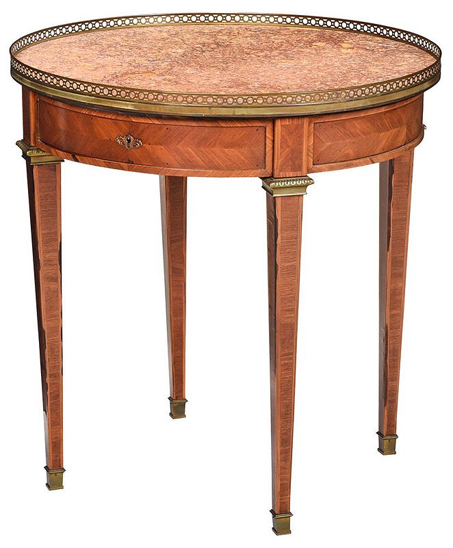 Appraisal: Louis XVI Style Marble Top Bouillotte Table th century finely