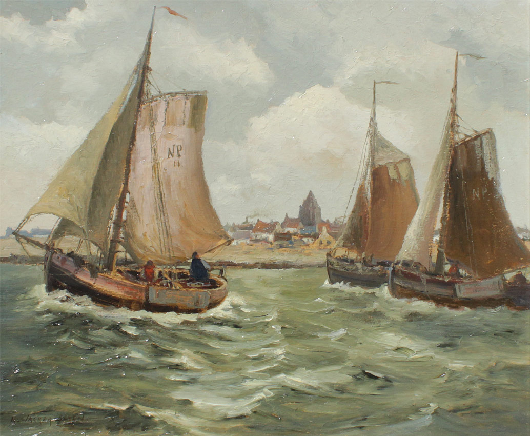 Appraisal: WACKER-ELSEN Hans German - ''Ausfahrt der Fischer'' Fishing Boats with