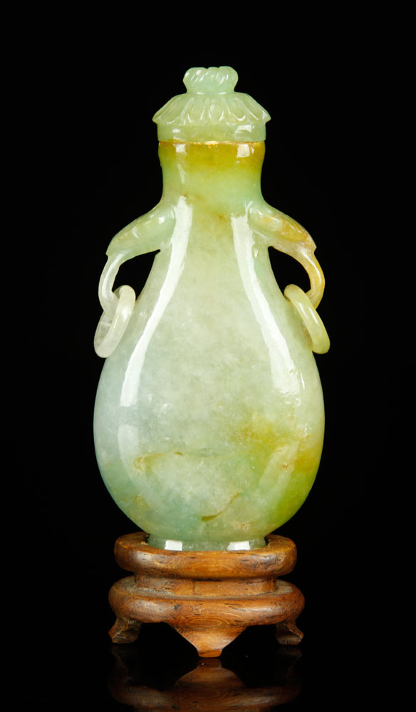 Appraisal: - Late Qing Dynasty Chinese Vase Jadeite Late Qing Dynasty