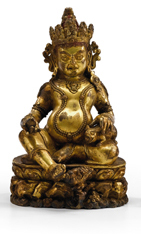 Appraisal: Sino-Tibetan gilt bronze model of VaisravanaHeavily cast figure good detail