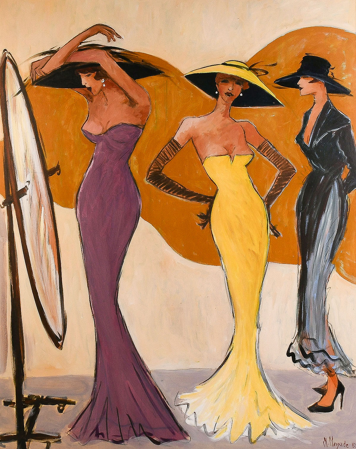 Appraisal: CLAUZADE Marc French b ''Three Femmes'' Oil Linen Canvas ''