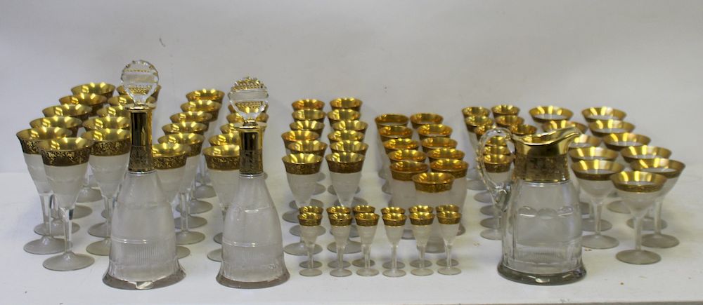 Appraisal: Large Lot of Cut and Gilt Decorated Moser Glass To