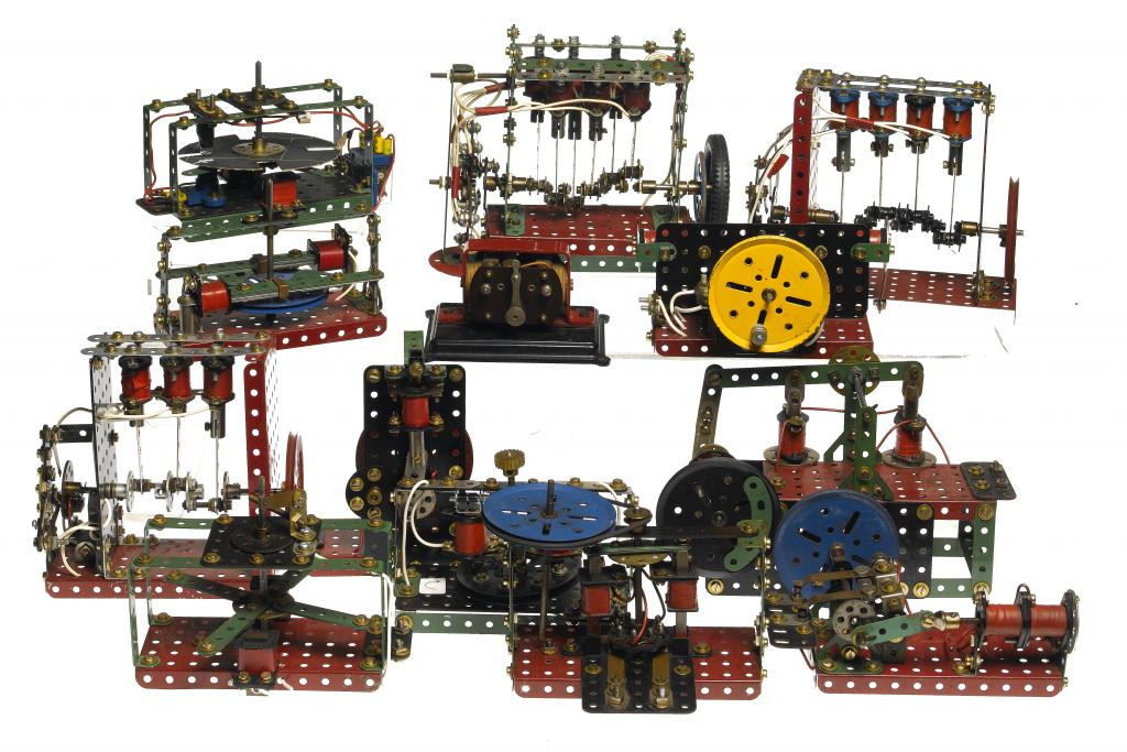 Appraisal: TWELVE MECCANO MODELS mainly red and green all electric devices