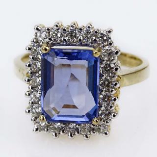 Appraisal: Contemporary Carat Emerald Cut Tanzanite Diamond and Karat Yellow Gold