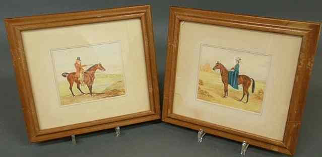 Appraisal: Two English watercolor paintings of a lady and gentleman on