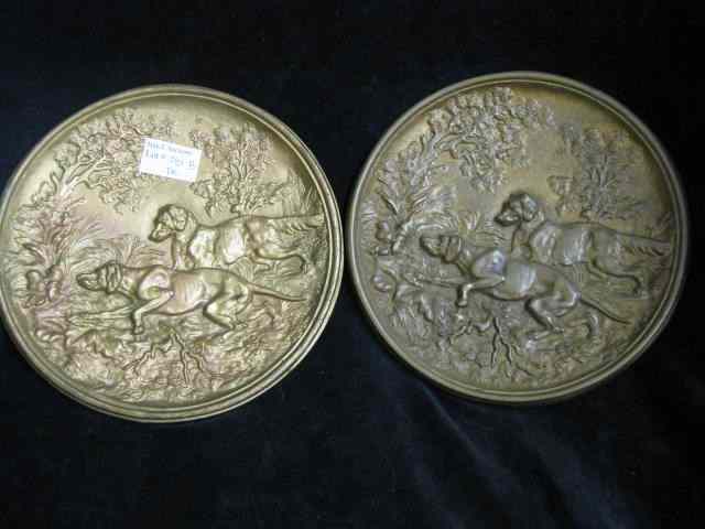 Appraisal: Pair of Bronzed Plaques of Hunting Dogs '' circa