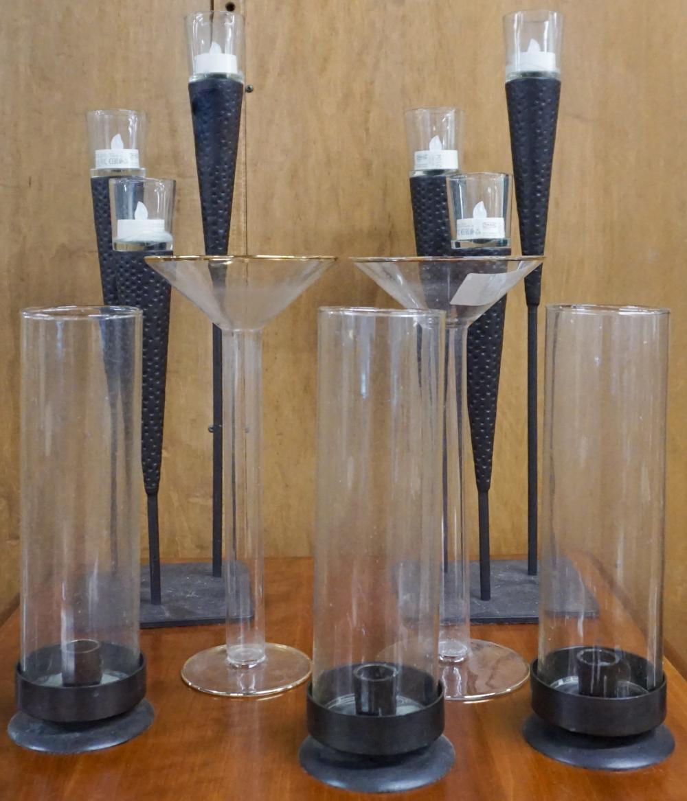 Appraisal: Collection of Seven Glass and Metal Candlesticks