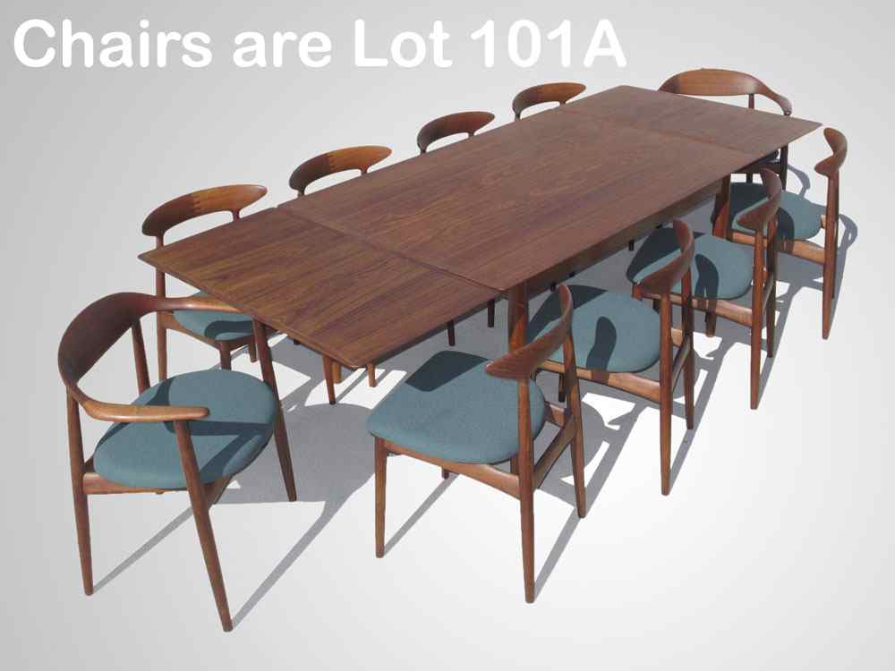 Appraisal: ARNE VODDER DANISH MODERN DINING TABLE Two self-storing leaves ''