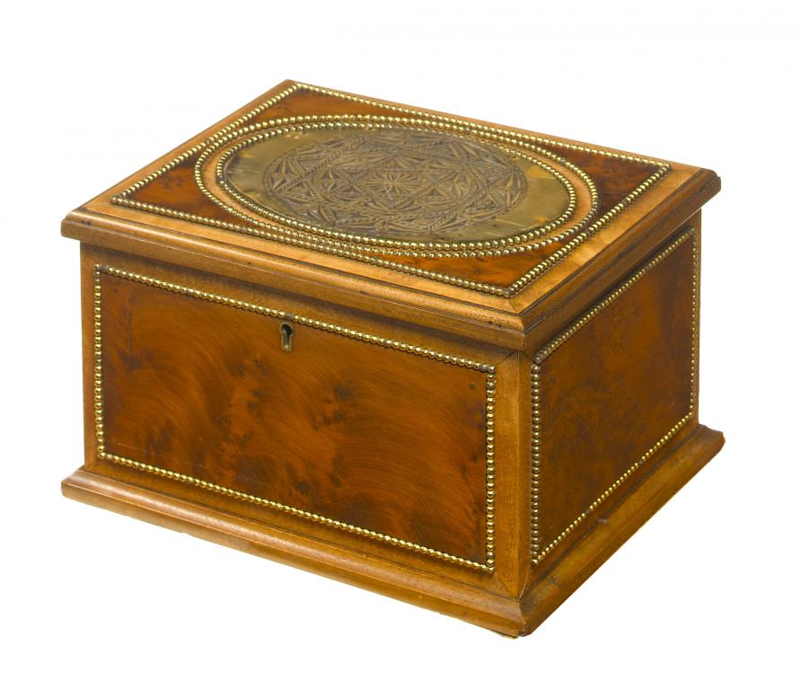 Appraisal: A VICTORIAN MAHOGANY AND AMBOYNA JEWEL CASKET BY J B