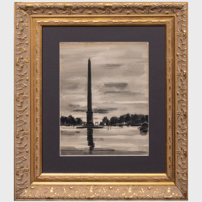 Appraisal: BERNARD LAMOTTE - PLACE DE LA CONCORDE Ink and wash