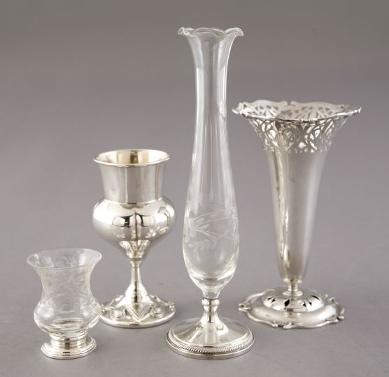 Appraisal: Four-Piece Group of Silver and Glassware consisting of an attractive