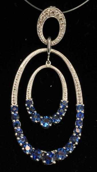 Appraisal: K W Gold Diamond Sapphire Pendant Description Diamonds ctw Sapphires