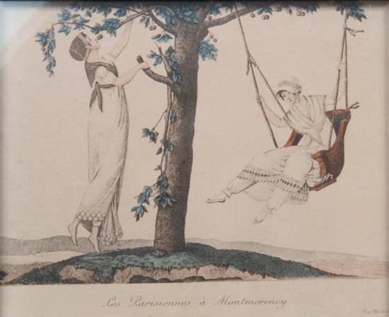 Appraisal: TWO FRENCH PRINTS La Danse du Schall and Les Parisiennes