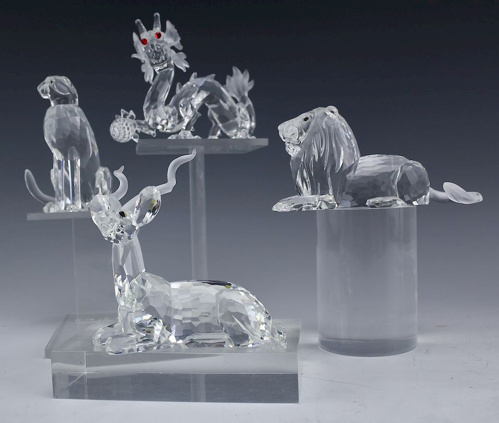 Appraisal: Swarovski Crystal SCS Animal Dragon Figurine Estate collection of four