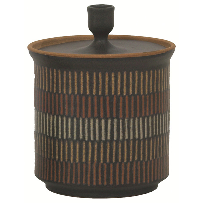 Appraisal: Clyde Burt covered jar stoneware cylindrical form covered in a