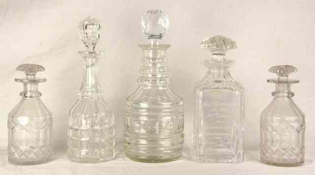 Appraisal: A pair of cut glass decanters cm high two other