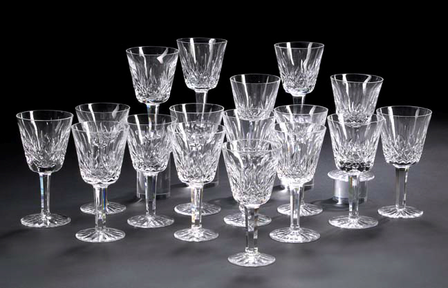 Appraisal: Set of Fifteen Waterford Cut Glass White Wine Goblets each