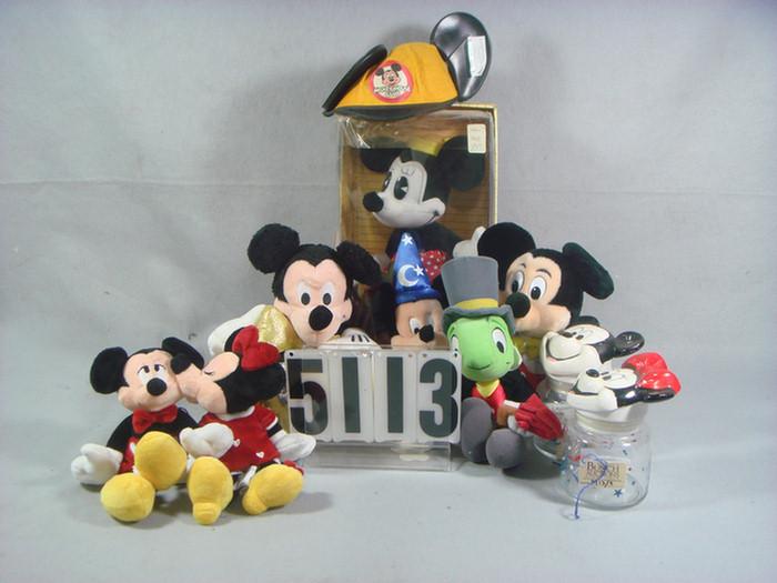 Appraisal: Disney Mickey mouse items Minnie plush doll glass cannisters jars