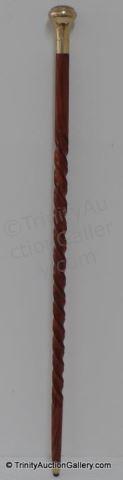 Appraisal: Brass Marble Knob Handle Barley Twist Cane A very nice