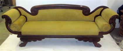 Appraisal: Classical American carved mahogany sofa th century