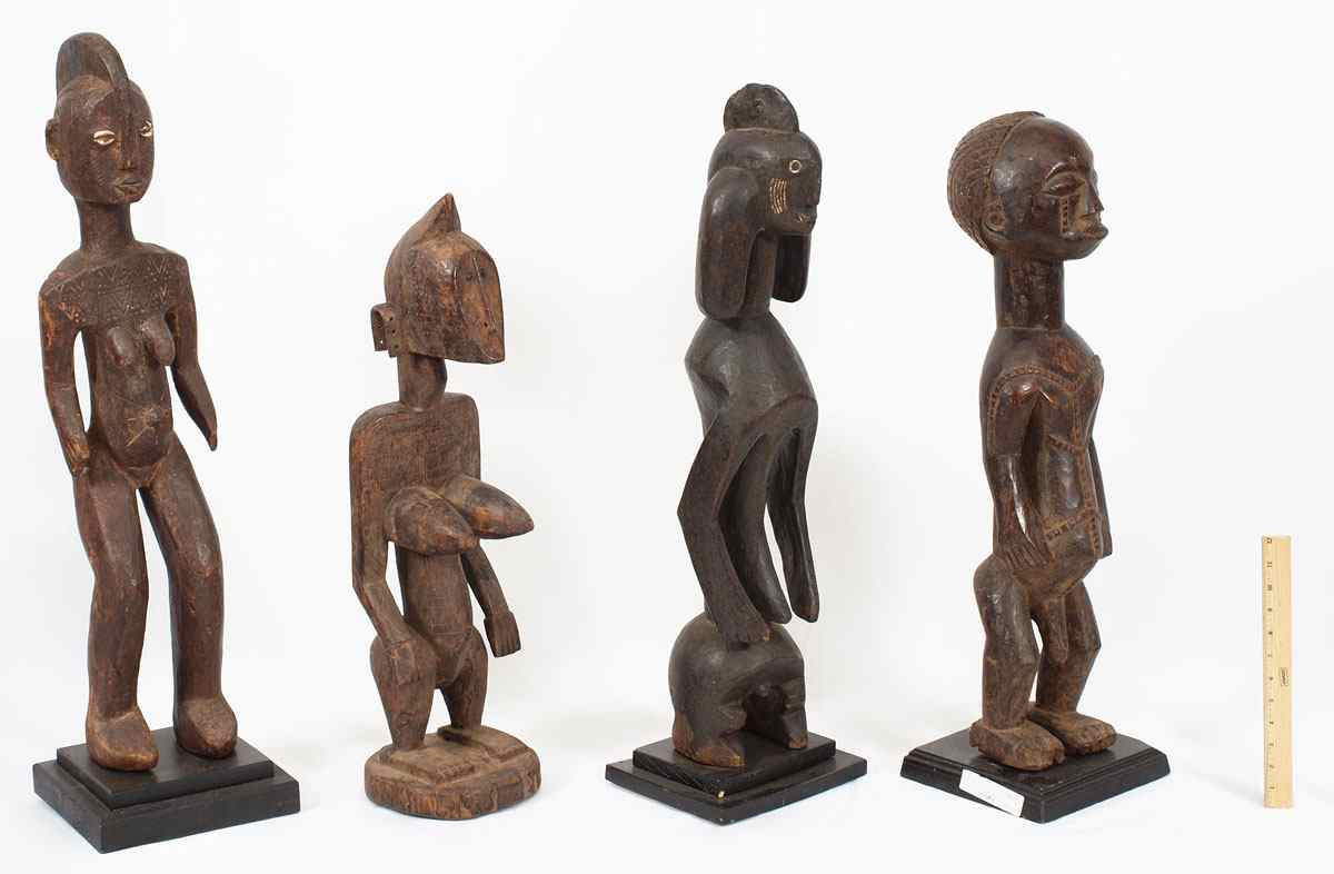 Appraisal: MIXED LOT OF CARVED AFRICAN FIGURES '' x '' x