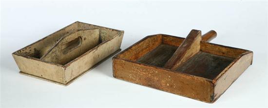 Appraisal: CUTLERY TRAY AND SCOURING BOX American th century pine Includes