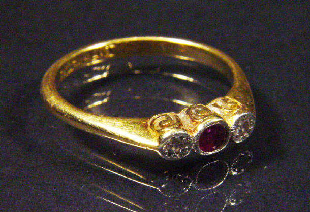 Appraisal: ct gold and platinum diamond and ruby ring