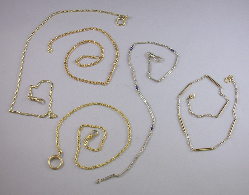 Appraisal: Five Gold Chains four kt yellow gold and one kt